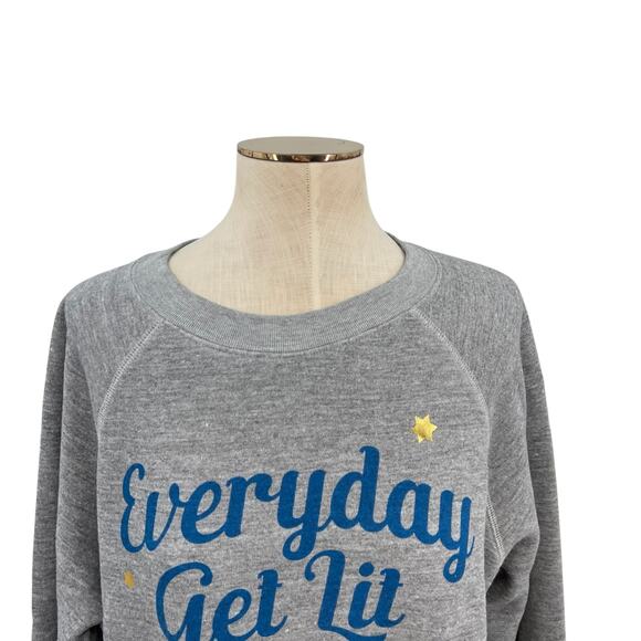 Wildfox Sommers Everyday Get Lit Cotton Sweatshirt Hanukkah Gray Size Medium - Picture 3 of 10